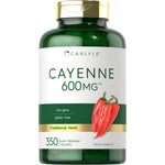 Carlyle Cayenne 600 mg, 350 Quick Release Capsules, non-GMO and gluten-free, traditional herbal supplement.