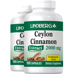 LINDBERG Ceylon Cinnamon Extract 2000 mg, 180 capsules, a traditional herb dietary supplement.