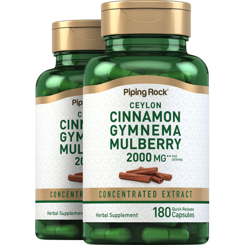 Ceylon Cinnamon Gymnema Mulberry Complex, 2000 mg (per serving), 180 Quick Release Capsules, 2  Bottles