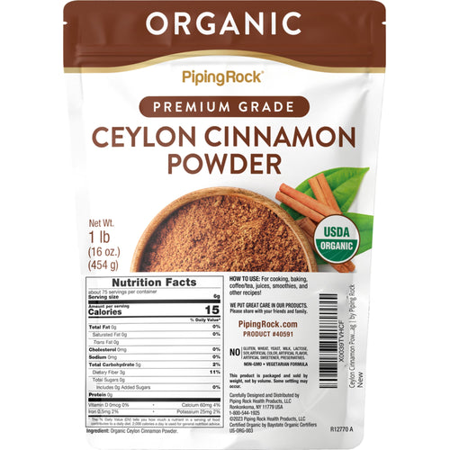 Ceylon Cinnamon Powder (Organic), 1 lb (454 g) Bag