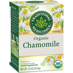 Traditional Medicinals Organic Chamomile, 16 wrapped tea bags, caffeine-free, USDA Organic, net weight 0.74 oz (20.8g).