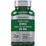 Chelated Zinc (Gluconate), 50 mg, 250 Vegetarian Tablets