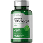 Horbäach Chewable Chlorophyll, natural peppermint flavor, 300 vegan tablets. Non-GMO, gluten-free dietary supplement.