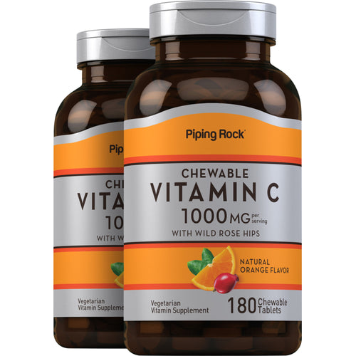 Chewable Vitamin C (Natural Orange), 1000 mg (per serving), 180 Chewable Tablets, 2  Bottles