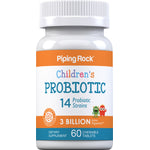 Children's Probiotic: 14 strains, 3 billion active organisms, 60 chewable tablets. Dietary supplement for kids.