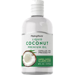 8 fl oz Liquid Coconut Oil, expeller pressed with 80% MCT including Capric, Caprylic, and Lauric Acids.