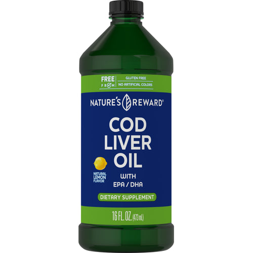 Cod Liver Oil (Natural Lemon Flavor), 16 fl oz (473 mL) Bottle