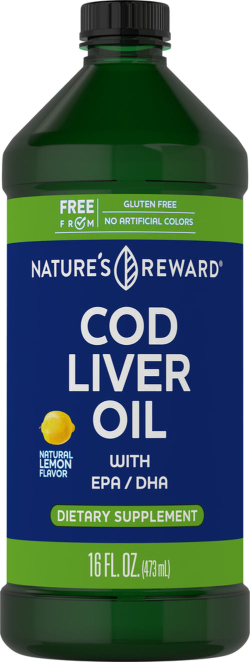 Cod Liver Oil (Natural Lemon Flavor), 16 fl oz (473 mL) Bottle