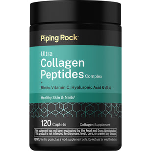 Ultra Collagen Peptides with Biotin, Vitamin C, Hyaluronic Acid, and ALA supporting healthy skin and nails, 120 caplets.