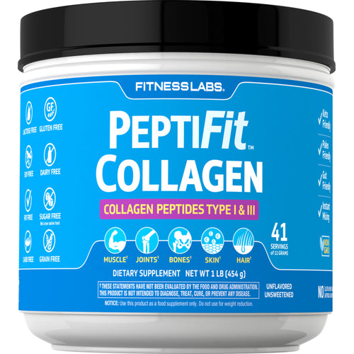 Collagen Peptides Type I & III Powder PeptiFit, 1 lb (454 g) Bottle