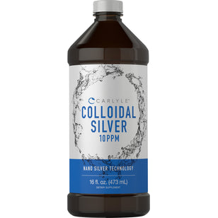 Carlyle Colloidal Silver 10 PPM Liquid is a 16 fl. oz. (473 mL) dietary supplement.