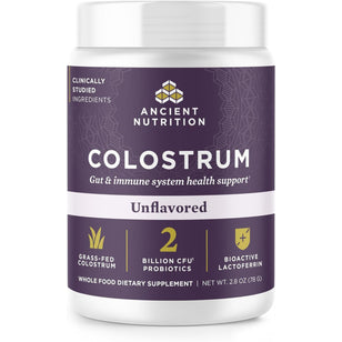 Colostrum supplement for gut and immune health, grass-fed, with 2B CFU probiotics and bioactive lactoferrin, 2.8 oz.