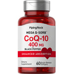 MEGA Q-SORB CoQ-10 400 MG with Black Pepper for enhanced absorption, 60 quick release softgels dietary supplement.