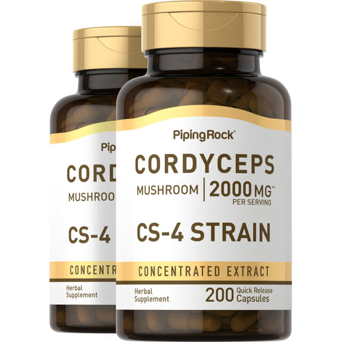 Cordyceps Mushroom, 2000 mg (per serving), 200 Quick Release Capsules, 2  Bottles