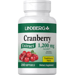 Cranberry Extract equivalent to 1,200 mg, available in a bottle of 200 softgels.