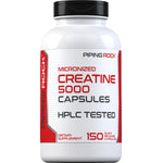 Micronized Creatine 5000 Capsules, HPLC tested, 150 quick release capsules, dietary supplement.