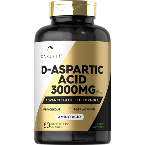 D-Aspartic Acid, 3000 mg (per serving), 180 Quick Release Capsules