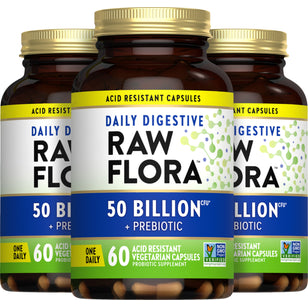 Daily Digestive Probiotic - 50 Billion CFU, 60 Vegetarian Capsules, 3  Bottles
