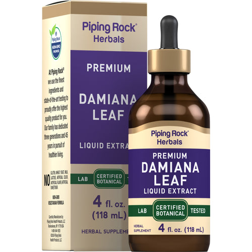 Damiana Leaf Liquid Extract Alcohol Free, 4 fl oz (118 mL) Dropper Bottle