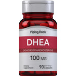 DHEA 100 MG capsules, quick release, 90 count, dietary supplement for hormonal support and wellness.