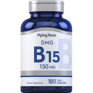 DMG B-15 150 mg bottle containing 180 vegan capsules for nutritional support and wellness.