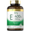 Carlyle Dry Vitamin E 400 IU with 120 quick-release capsules in a bottle.