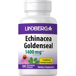 Lindberg Echinacea Goldenseal 1400 mg ** per serving, 100 Vegetarian Capsules, Dietary Supplement, Traditional Herbal Formula.