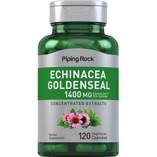 Echinacea Goldenseal supplement offering 1400 mg per serving with 120 vegetarian capsules.