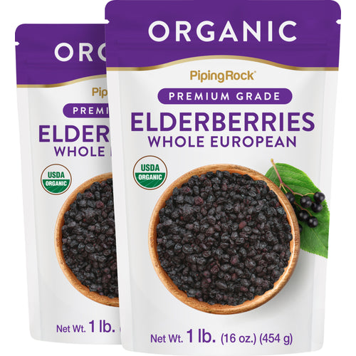 Elderberries Whole European (Organic), 1 lb (454 g) Bag, 2  Bags