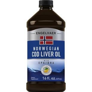 Engelvaer Norwegian Cod Liver Oil (Natual Lemon Flavor), 16 fl oz (473 mL) Bottle