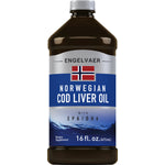 Norwegian Cod Liver Oil Liquid with EPA/DHA, a dietary supplement, 16 fl. oz. (473 mL) bottle.