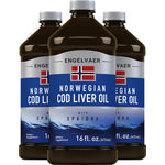 Engelvaer Norwegian Cod Liver Oil (Plain), 16 fl oz (473 mL) Bottle, 3  Bottles