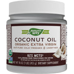 Coconut Oil Organic Extra Virgin 16 oz jar is a dietary supplement weighing 1 LB (453 g).