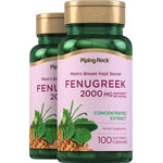 Two bottles of Fenugreek, 2000 mg equivalent per serving, with 100 quick-release capsules each.