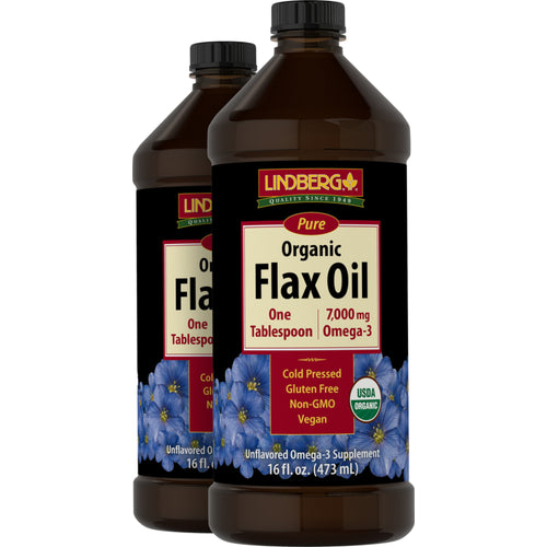 Flax Oil Liquid (Organic), 16 fl oz (473 mL) Bottle, 2  Bottles