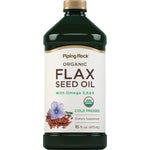 Organic Flax Seed Oil with Omega 3, 6, & 9, USDA Organic, cold-pressed dietary supplement, 16 fl. oz. (473 mL).