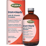 Flora Iron+Herb with B-Vitamin Complex liquid supplement in 7.7 fl.oz. (228 mL) bottle and box.