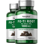 Two bottles of Fo-Ti Root He Shou Wu 1000 MG Concentrated Extract, each with 180 Quick Release Capsules, herbal supplement.