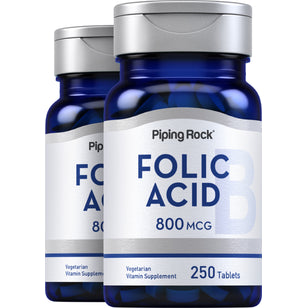 Folic Acid, 800 mcg, 250 Tablets, 2  Bottles