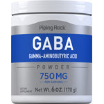 GABA gamma-aminobutyric acid powder, 750 mg per serving, net weight 6 oz (170 g).
