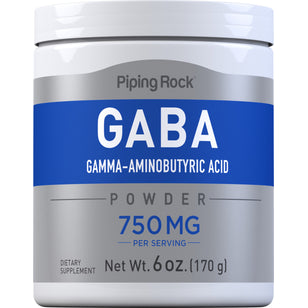 GABA Powder (Gamma-Aminobutyric Acid), 750 mg (per serving), 6 oz (170 g) Bottle