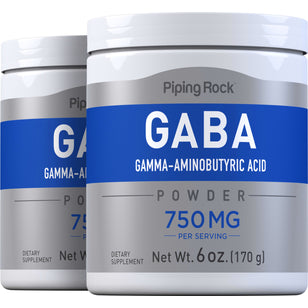 GABA Powder (Gamma-Aminobutyric Acid), 750 mg (per serving), 6 oz (170 g) Bottles, 2  Bottles