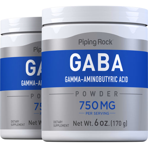 GABA Powder (Gamma-Aminobutyric Acid), 750 mg (per serving), 6 oz (170 g) Bottles, 2  Bottles