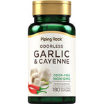 Odorless Garlic & Cayenne herbal supplement, 180 quick release softgels, odor-free, non-GMO.