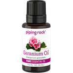 Geranium Oil bottle, labeled PURE ESSENTIAL OIL, containing 0.51 FL. OZ. (15 mL).