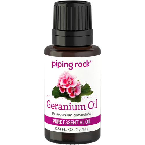 Geranium (Bourbon) Pure Essential Oil (GC/MS Tested), 1/2 fl oz (15 mL) Dropper Bottle