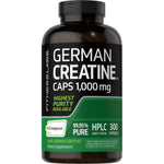 German Creatine CAPS 1,000 mg, 300 Capsules. Contains 99.95% pure creatine, tested for HPLC purity. Highest purity available.