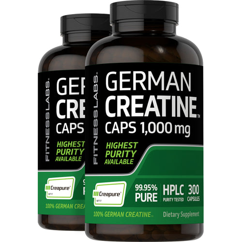 German Creatine Monohydrate (Creapure), 1000 mg, 300 Capsules, 2  Bottles
