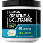 Fitness Labs German Creatine and L-Glutamine 50:50 Powder Blend, 500 Grams, 50 Servings.