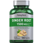 Ginger Root 1500 MG equivalent per serving, concentrated extract herbal supplement with 180 quick release capsules.